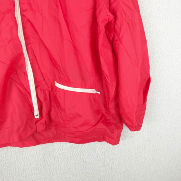 Vintage Rain Jacket Mens Large Red Hooded Lightweight Athletic Full Zip 70S 80S - Picture 3 of 8